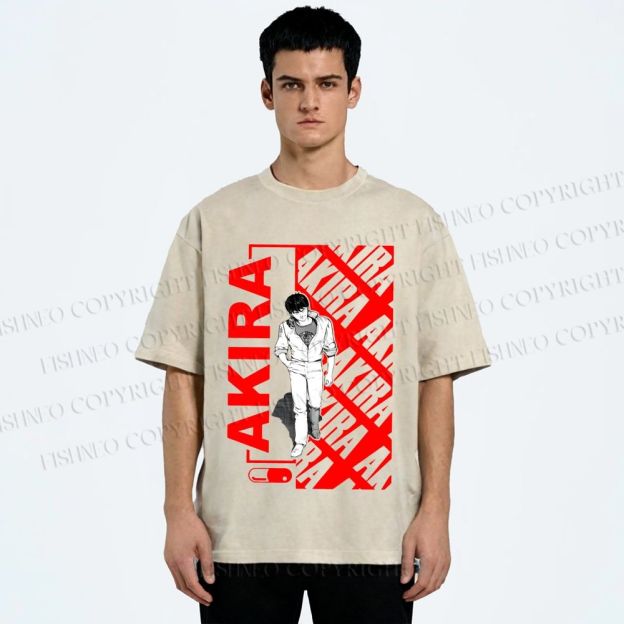 Unisex Japanese Anime Akira Printed Washed Tee