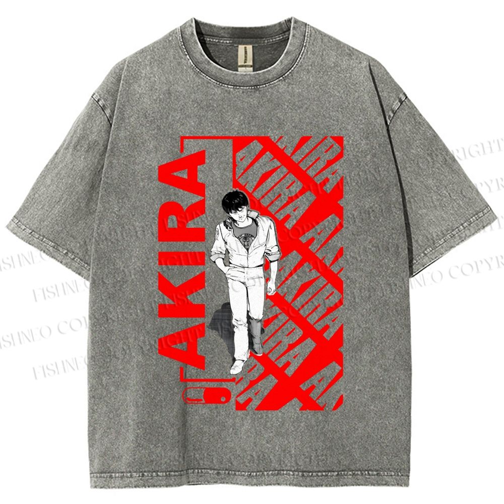 Unisex Japanese Anime Akira Printed Washed Tee