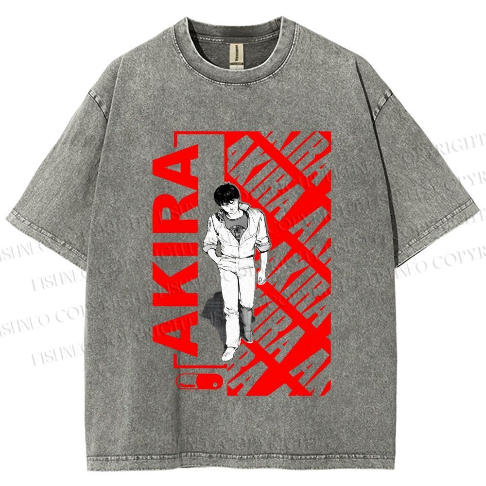 Unisex Japanese Anime Akira Printed Washed Tee