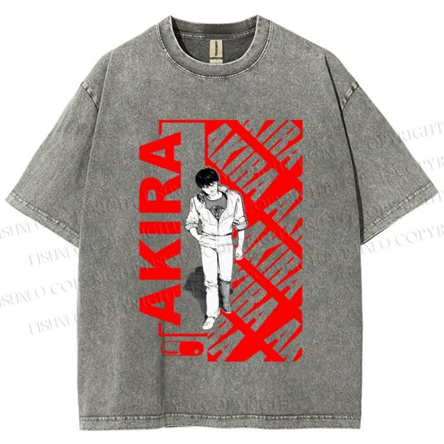 Unisex Japanese Anime Akira Printed Washed Tee