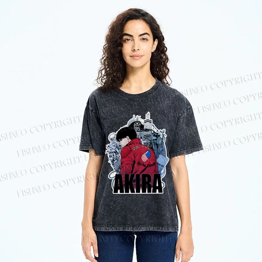 Unisex Japanese Anime Akira Printed Washed Tee
