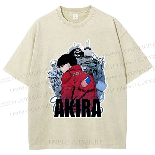 Unisex Japanese Anime Akira Printed Washed Tee