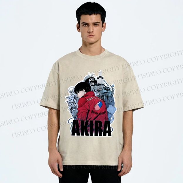 Unisex Japanese Anime Akira Printed Washed Tee