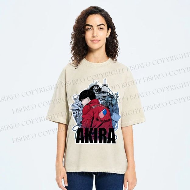 Unisex Japanese Anime Akira Printed Washed Tee