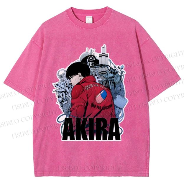 Unisex Japanese Anime Akira Printed Washed Tee