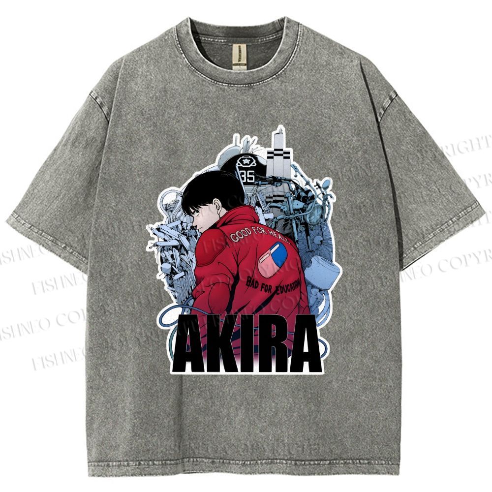 Unisex Japanese Anime Akira Printed Washed Tee