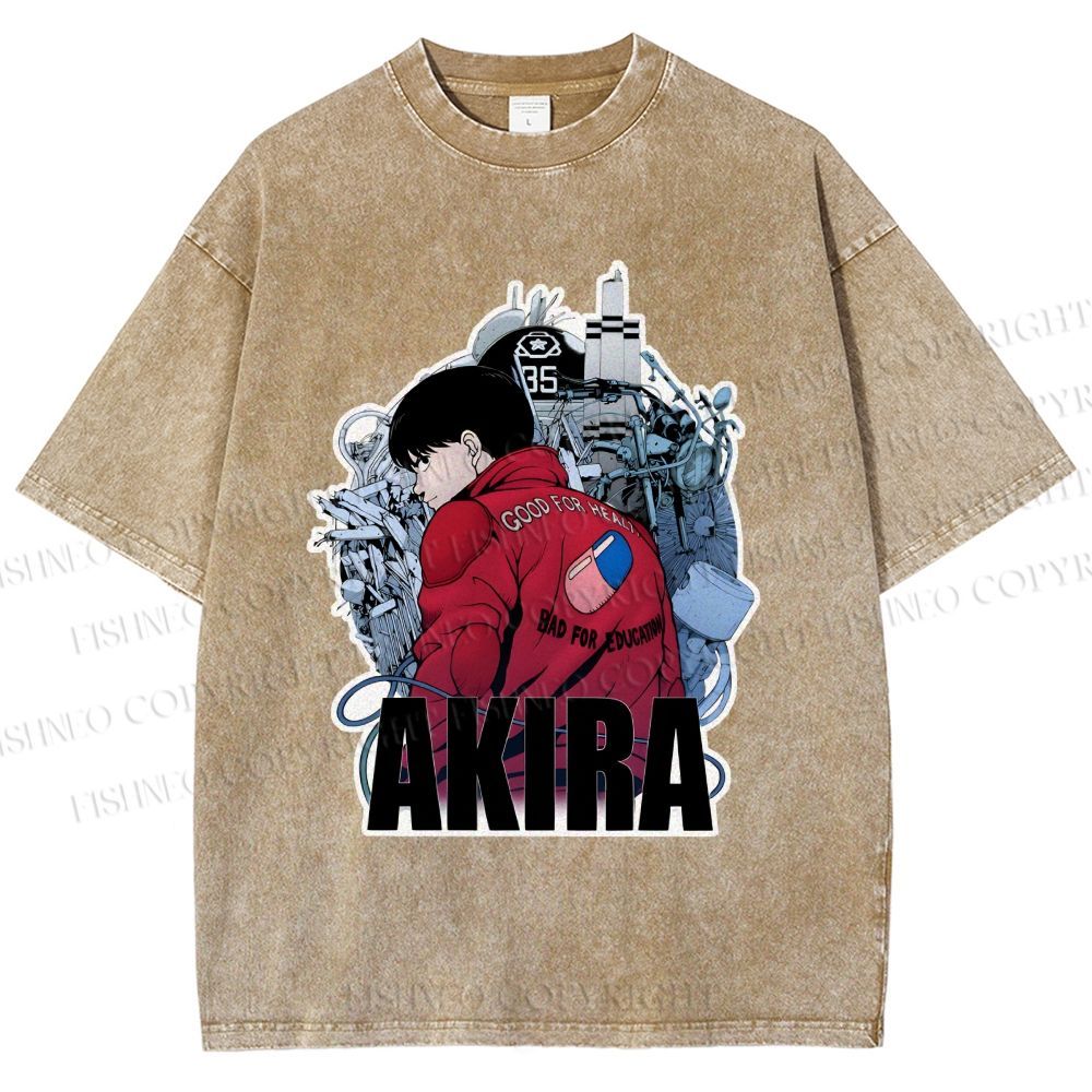 Unisex Japanese Anime Akira Printed Washed Tee