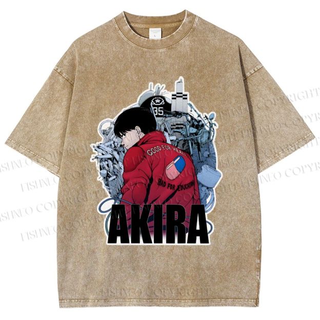 Unisex Japanese Anime Akira Printed Washed Tee