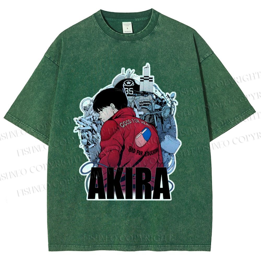 Unisex Japanese Anime Akira Printed Washed Tee