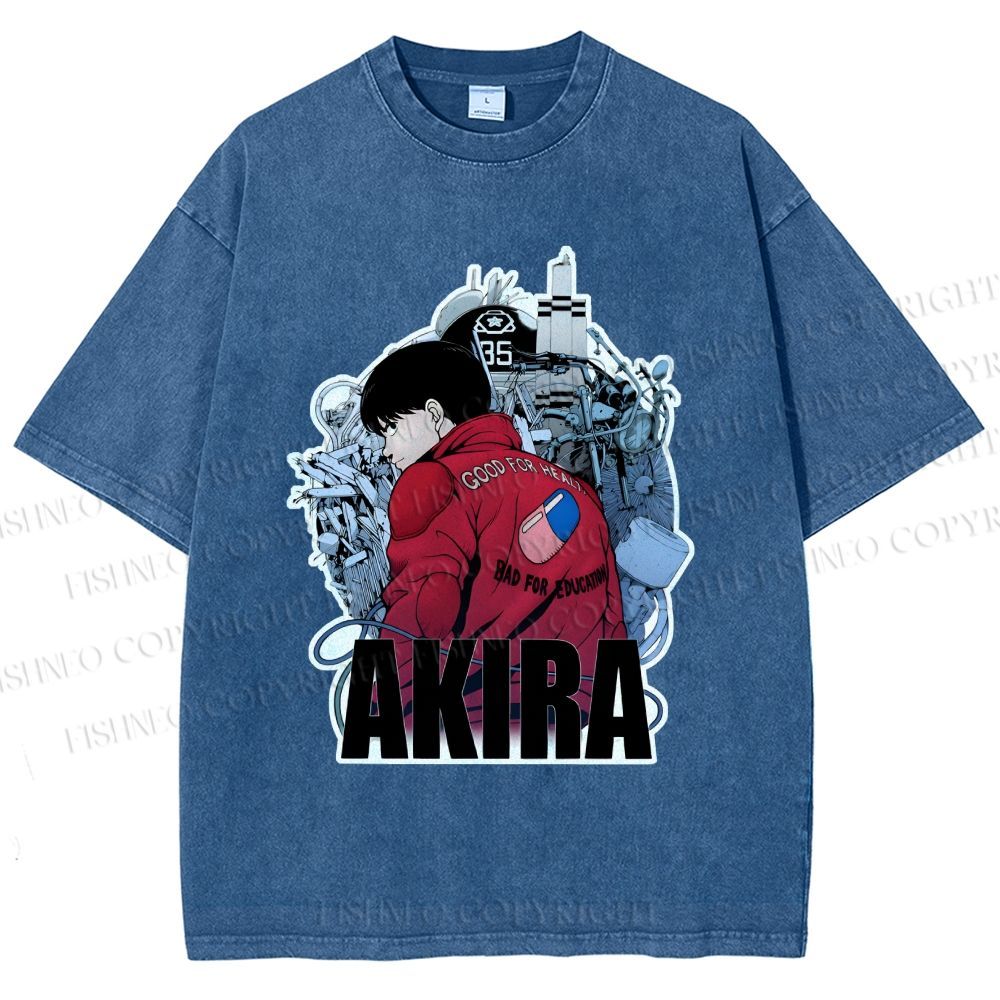 Unisex Japanese Anime Akira Printed Washed Tee