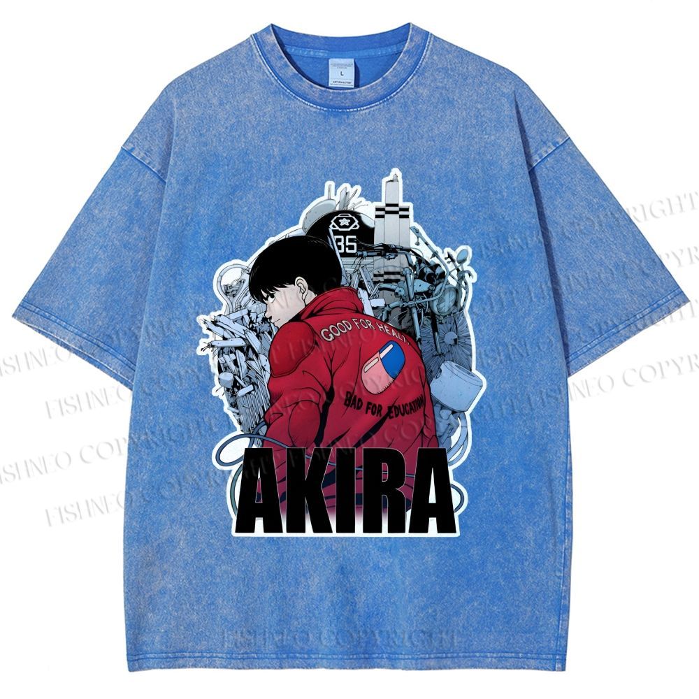 Unisex Japanese Anime Akira Printed Washed Tee