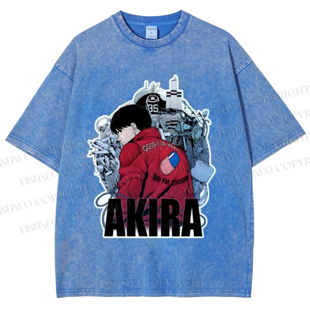 Unisex Japanese Anime Akira Printed Washed Tee