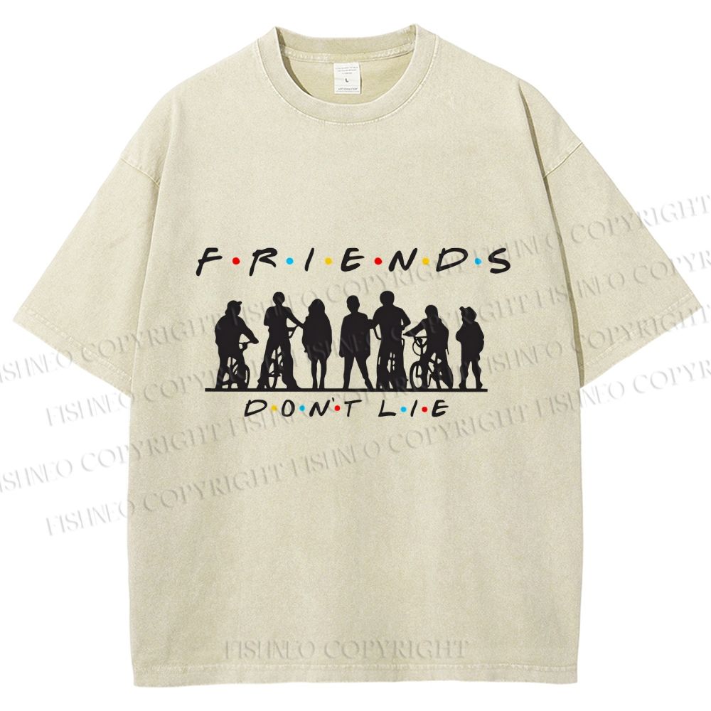 Unisex Friends Dont Lie Stranger Things Printed Washed Tee