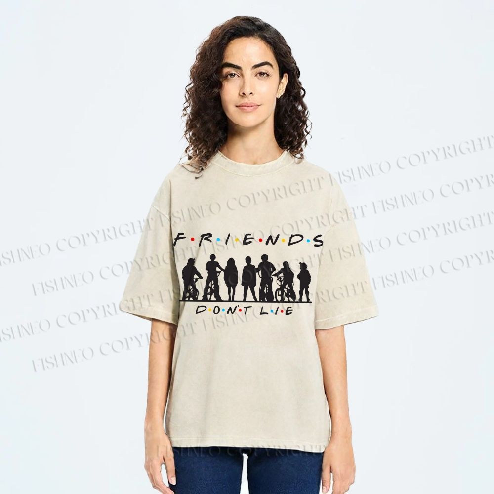 Unisex Friends Dont Lie Stranger Things Printed Washed Tee