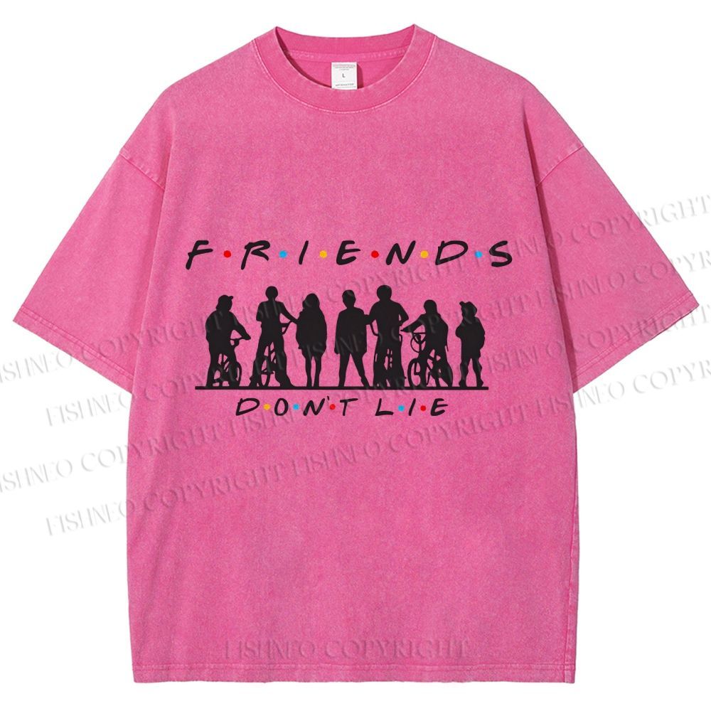 Unisex Friends Dont Lie Stranger Things Printed Washed Tee