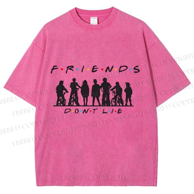 Unisex Friends Dont Lie Stranger Things Printed Washed Tee