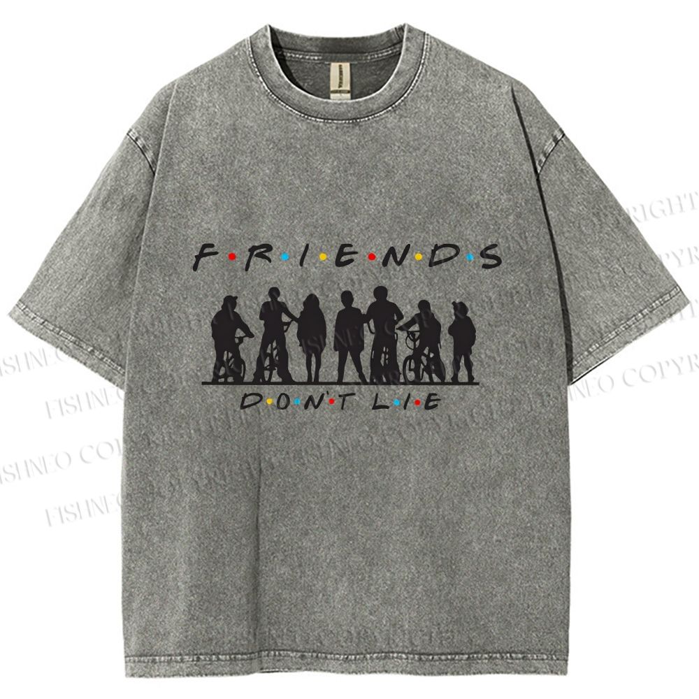 Unisex Friends Dont Lie Stranger Things Printed Washed Tee