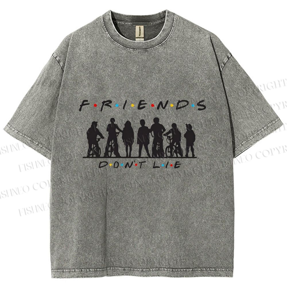 Unisex Friends Dont Lie Stranger Things Printed Washed Tee