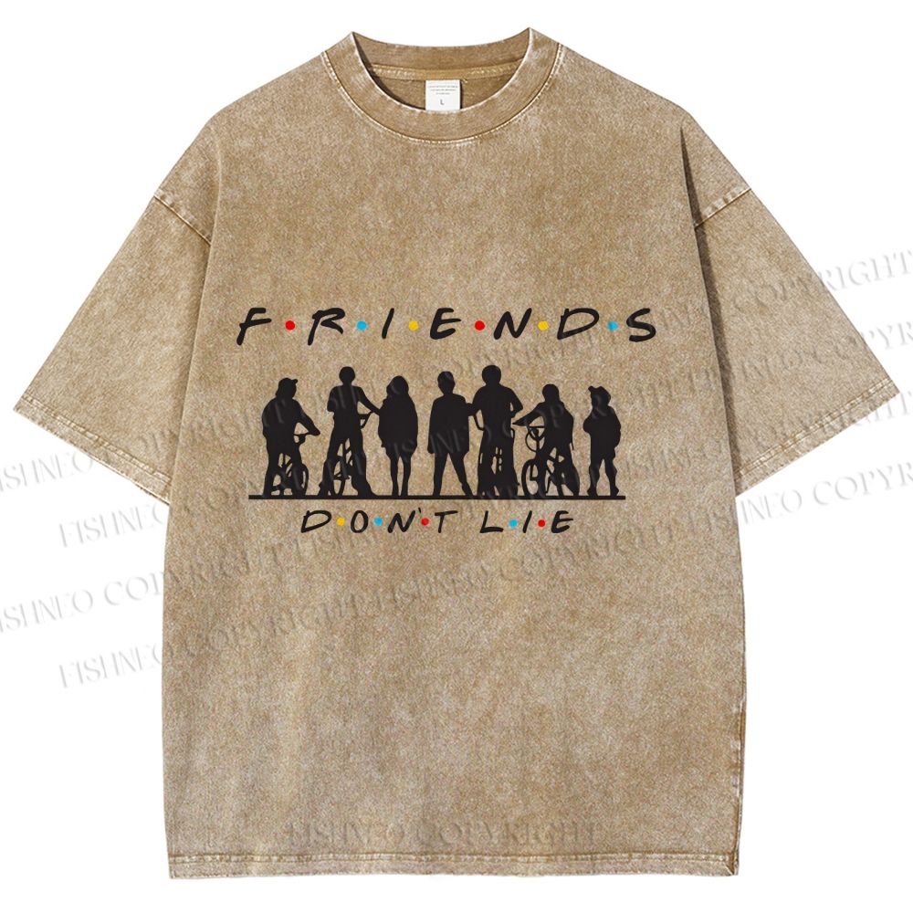 Unisex Friends Dont Lie Stranger Things Printed Washed Tee