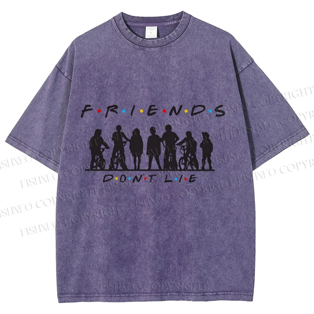 Unisex Friends Dont Lie Stranger Things Printed Washed Tee