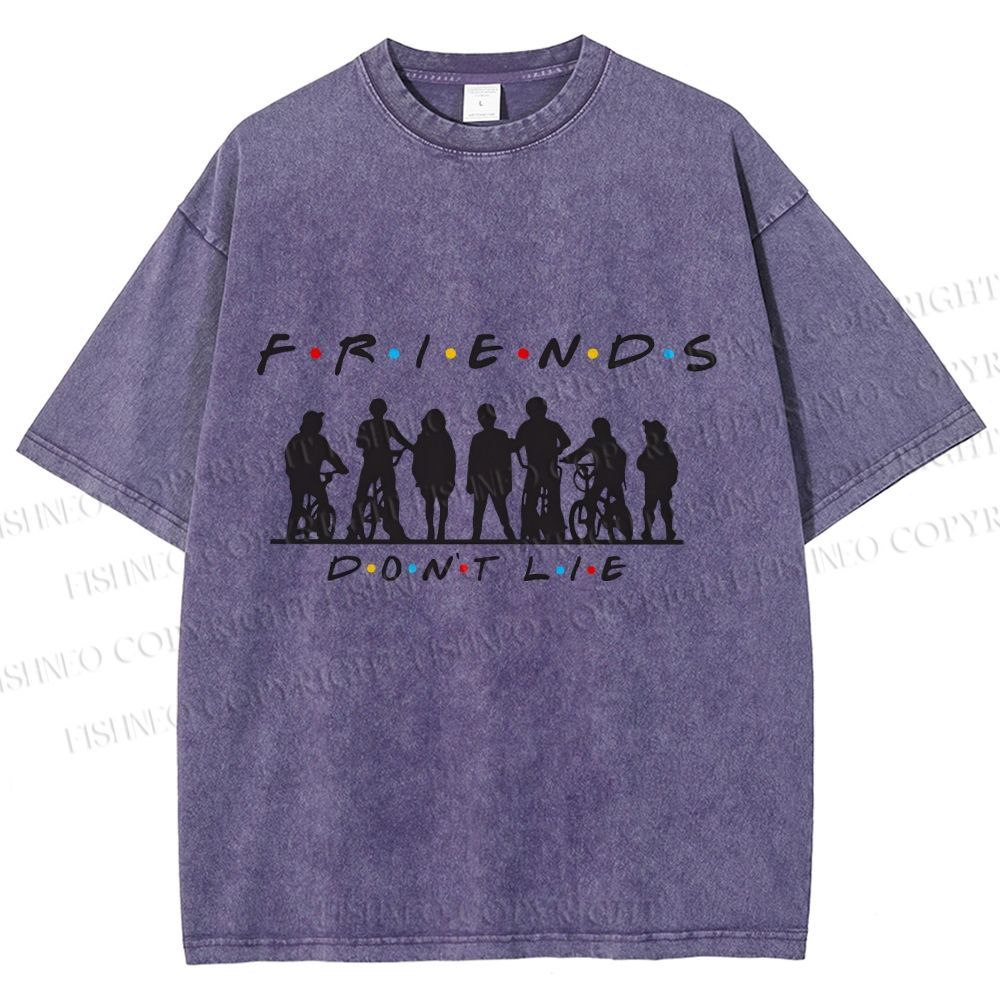 Unisex Friends Dont Lie Stranger Things Printed Washed Tee