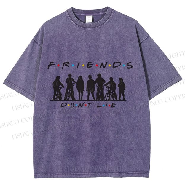 Unisex Friends Dont Lie Stranger Things Printed Washed Tee