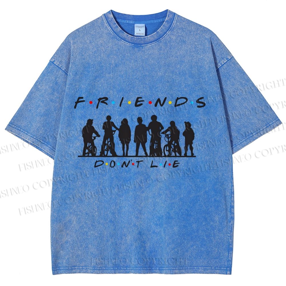 Unisex Friends Dont Lie Stranger Things Printed Washed Tee