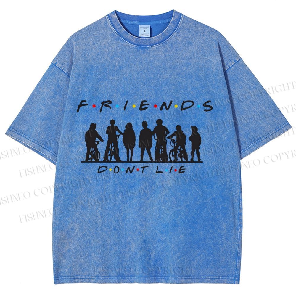 Unisex Friends Dont Lie Stranger Things Printed Washed Tee