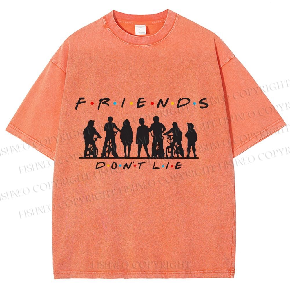 Unisex Friends Dont Lie Stranger Things Printed Washed Tee