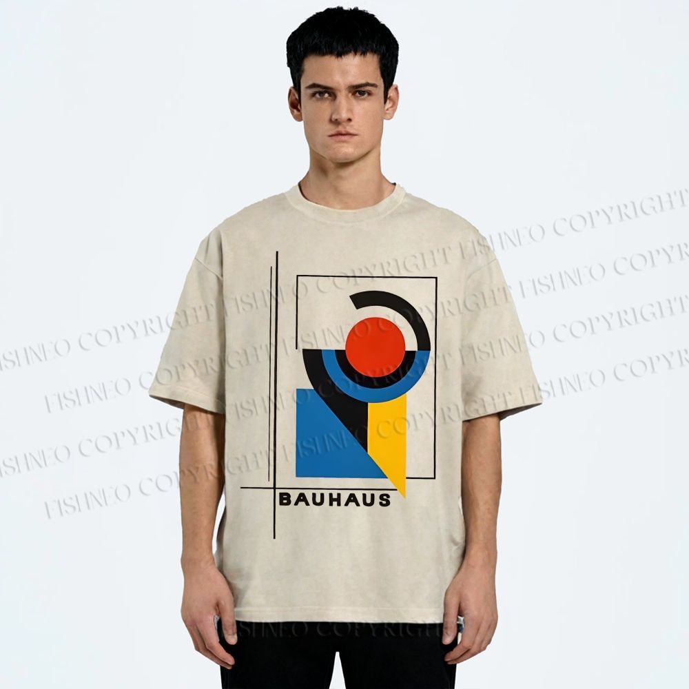 Unisex Bauhaus Geometry Printed Washed Tee