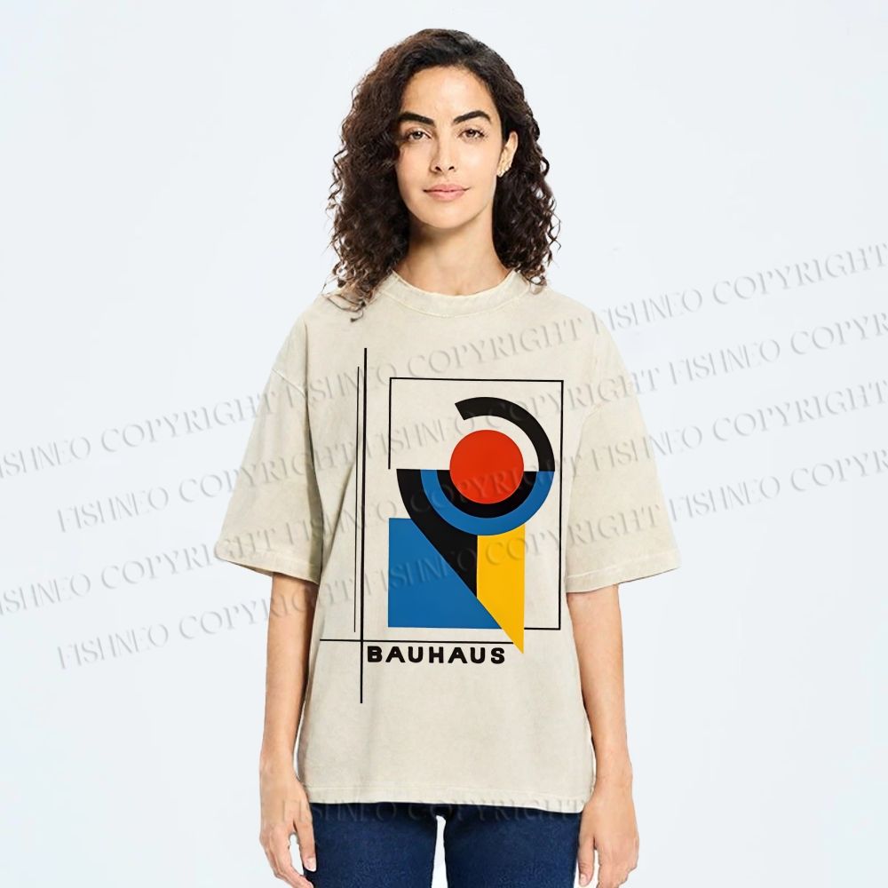 Unisex Bauhaus Geometry Printed Washed Tee