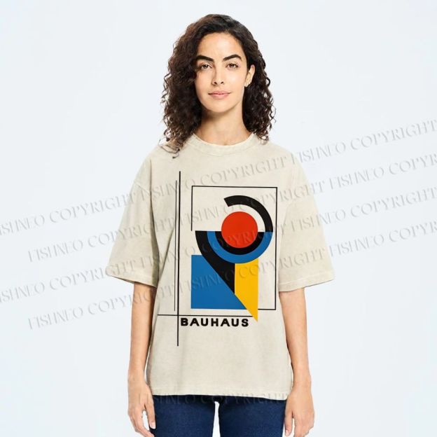 Unisex Bauhaus Geometry Printed Washed Tee