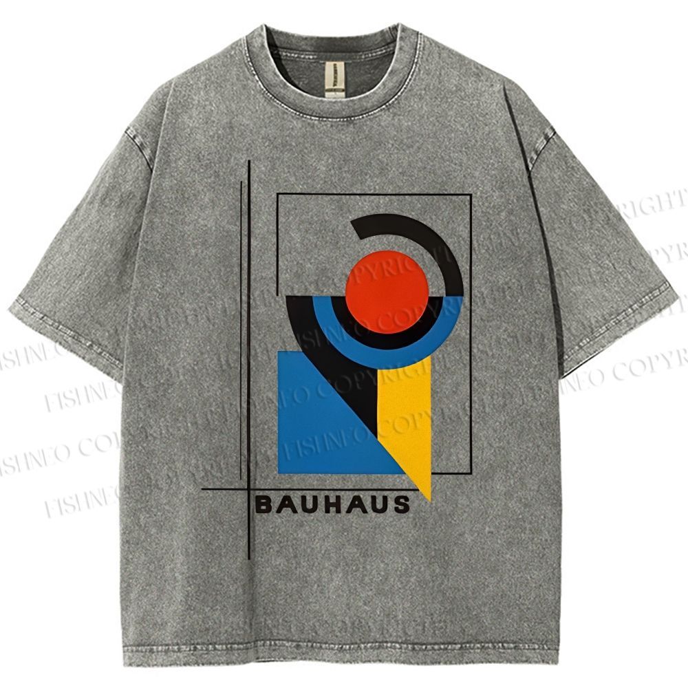 Unisex Bauhaus Geometry Printed Washed Tee
