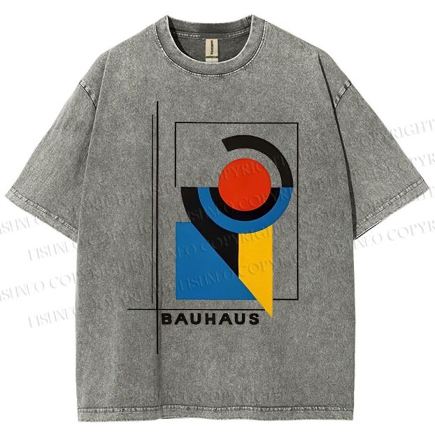 Unisex Bauhaus Geometry Printed Washed Tee