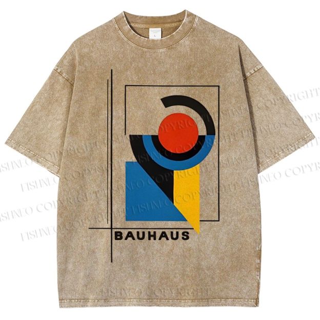 Unisex Bauhaus Geometry Printed Washed Tee