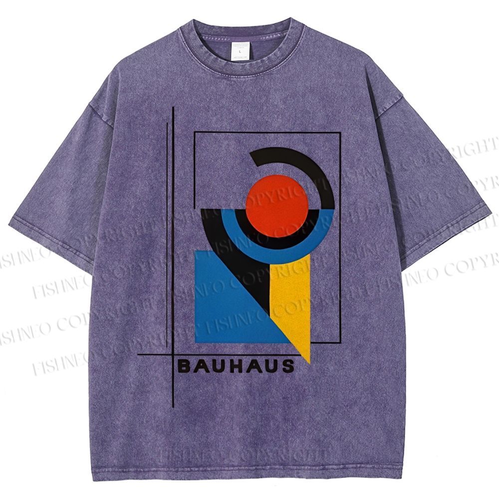 Unisex Bauhaus Geometry Printed Washed Tee