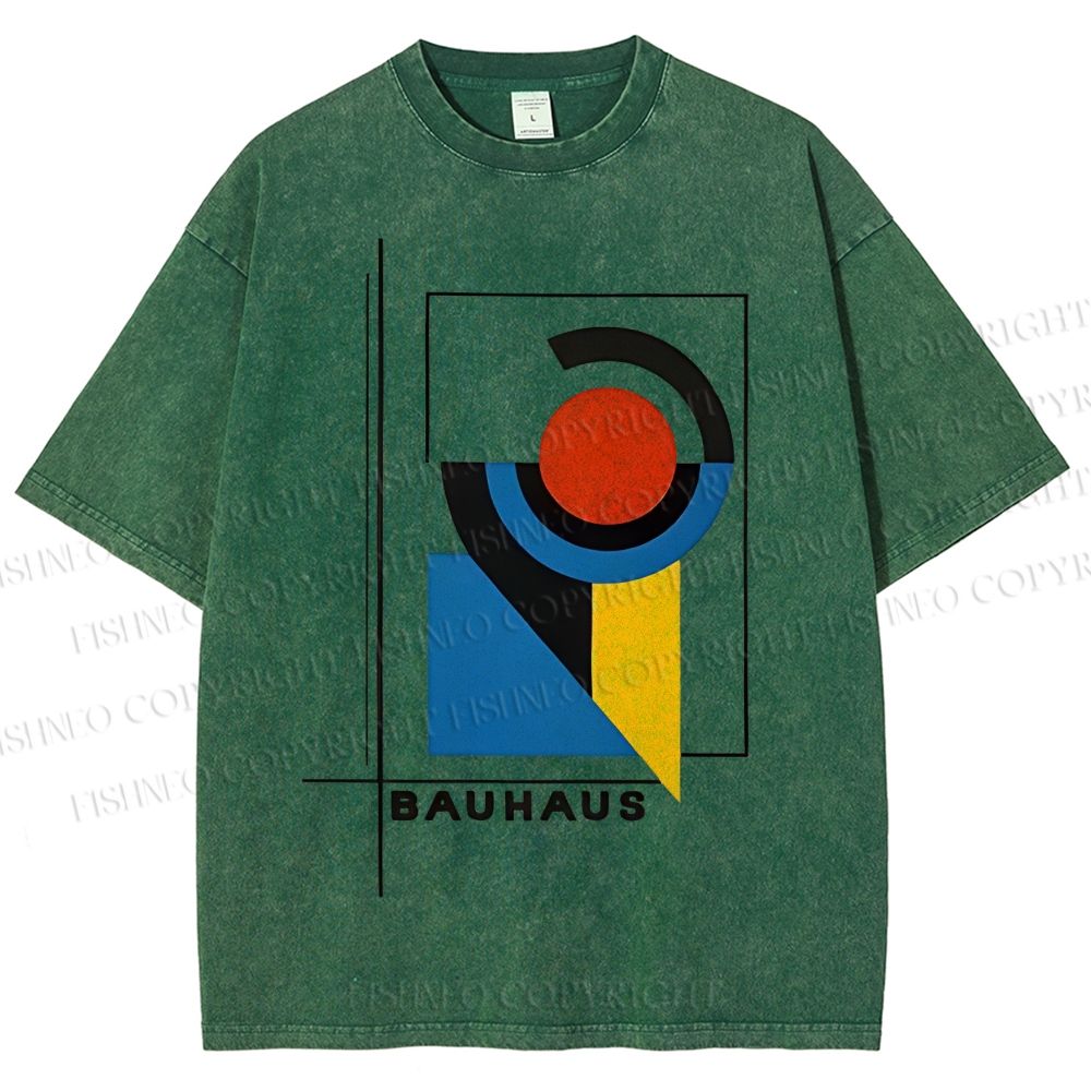 Unisex Bauhaus Geometry Printed Washed Tee