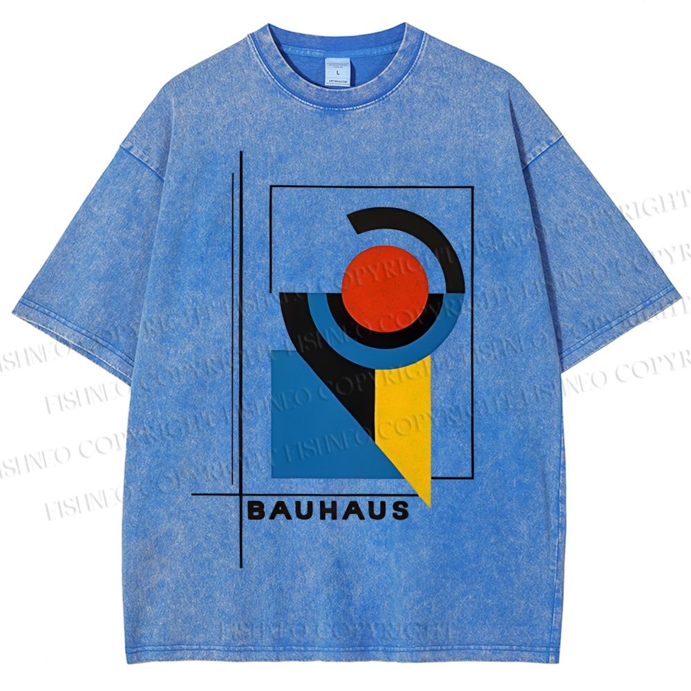 Unisex Bauhaus Geometry Printed Washed Tee