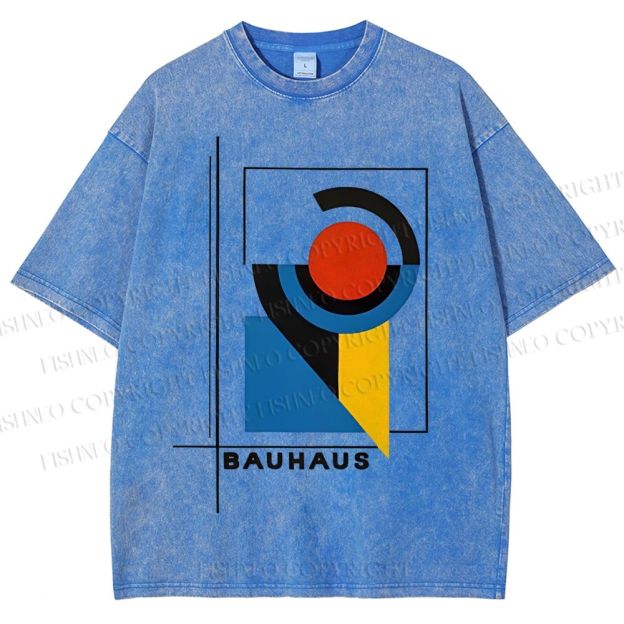 Unisex Bauhaus Geometry Printed Washed Tee