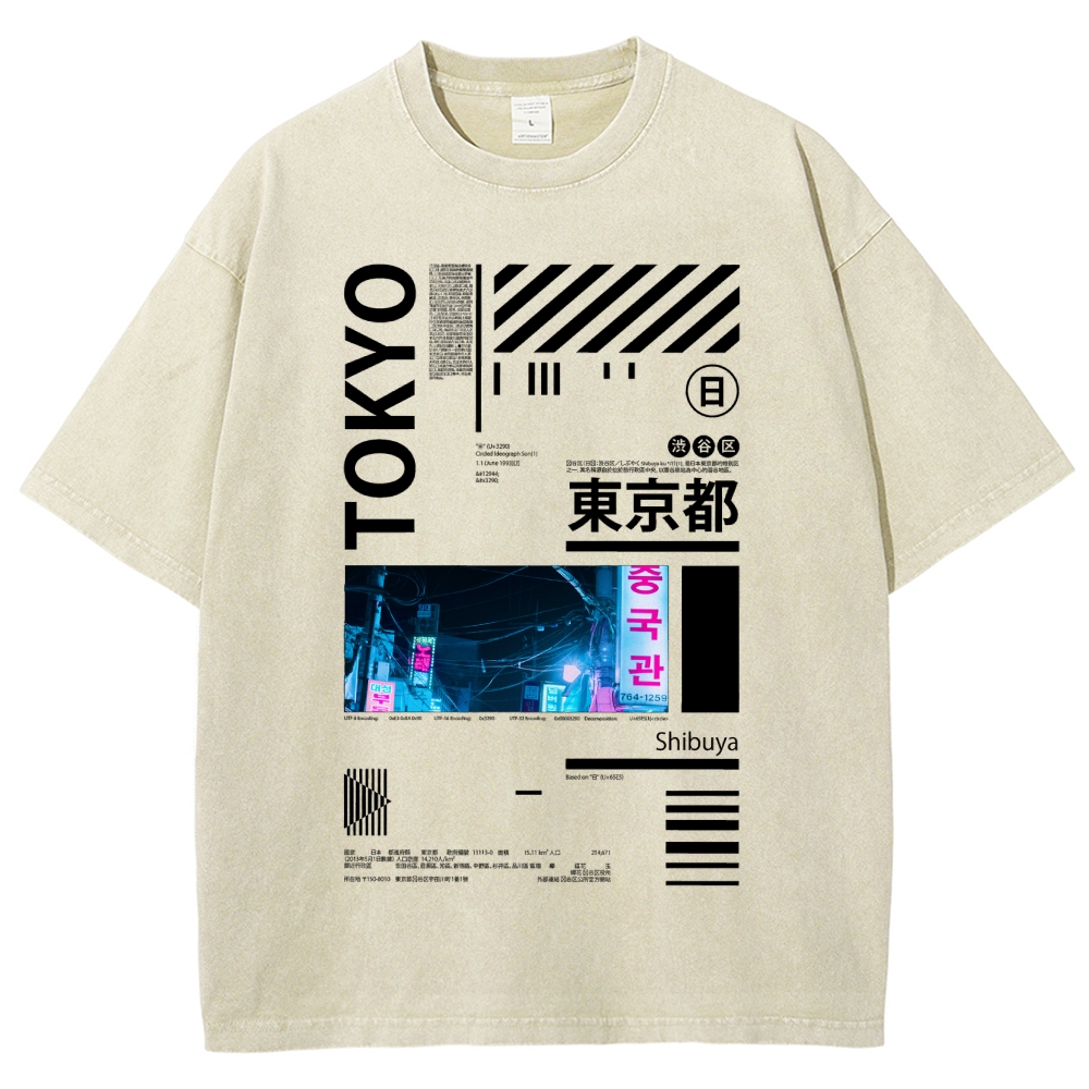 Night in Tokyo Street Vintage Washed T-shirt