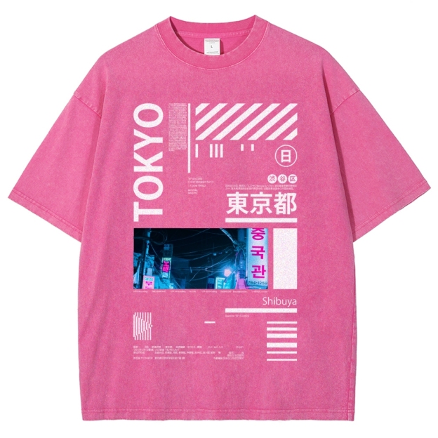Night in Tokyo Street Vintage Washed T-shirt