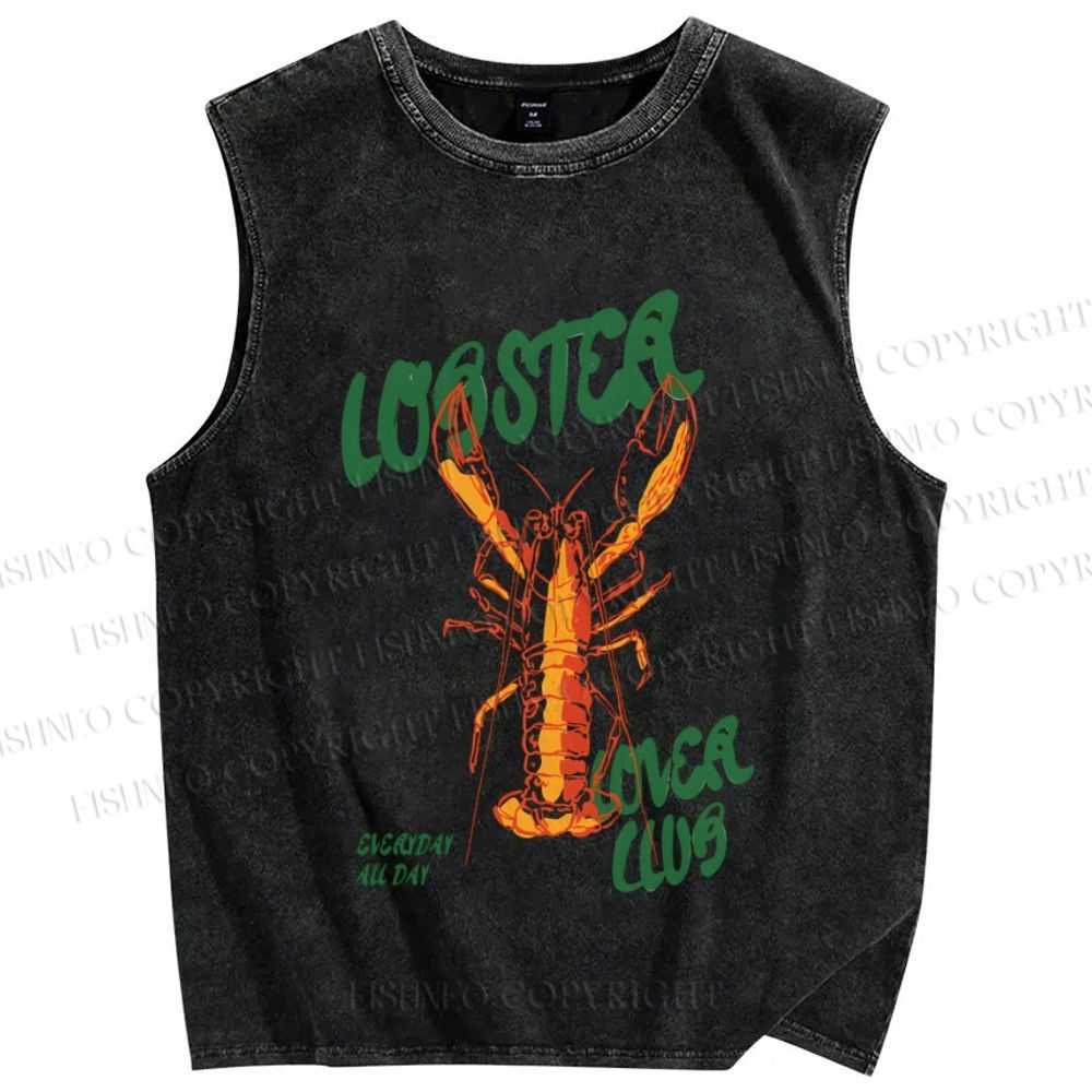 Unisex lobster Lover Club Printed Washed Tank Top