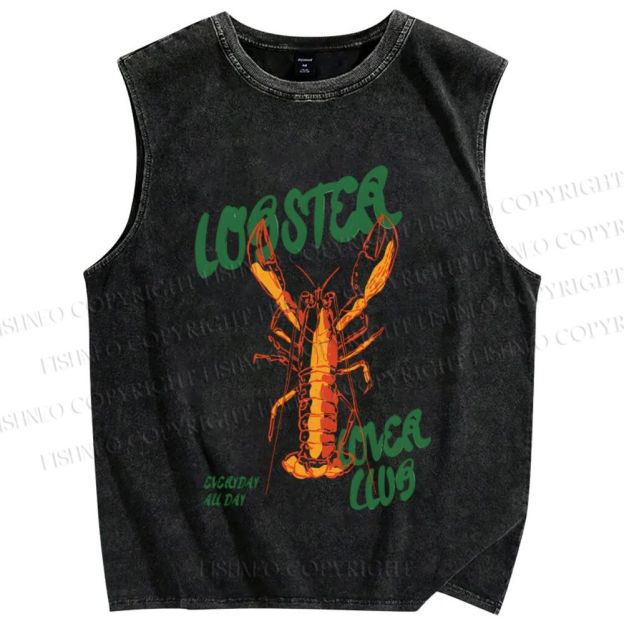 Unisex lobster Lover Club Printed Washed Tank Top