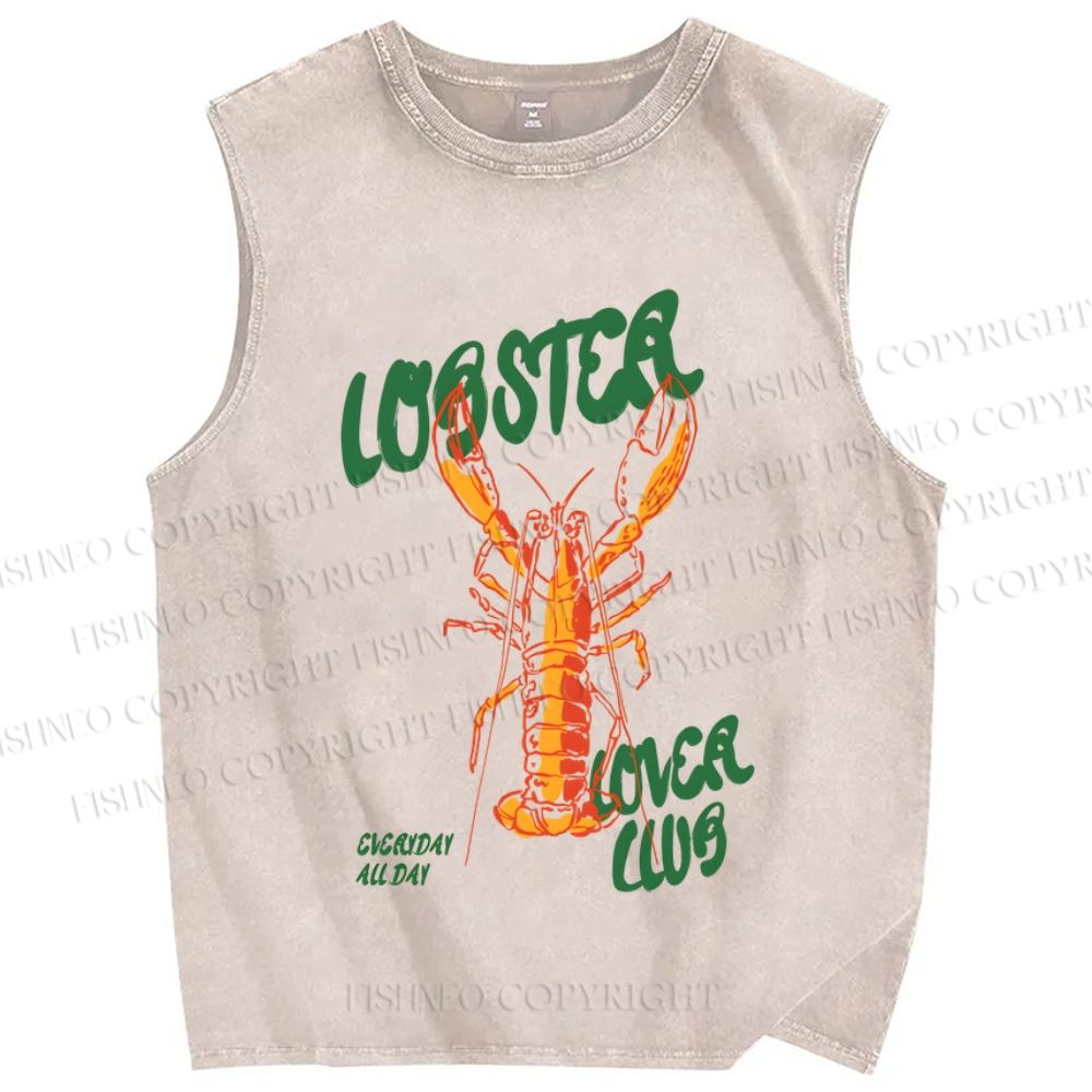 Unisex lobster Lover Club Printed Washed Tank Top
