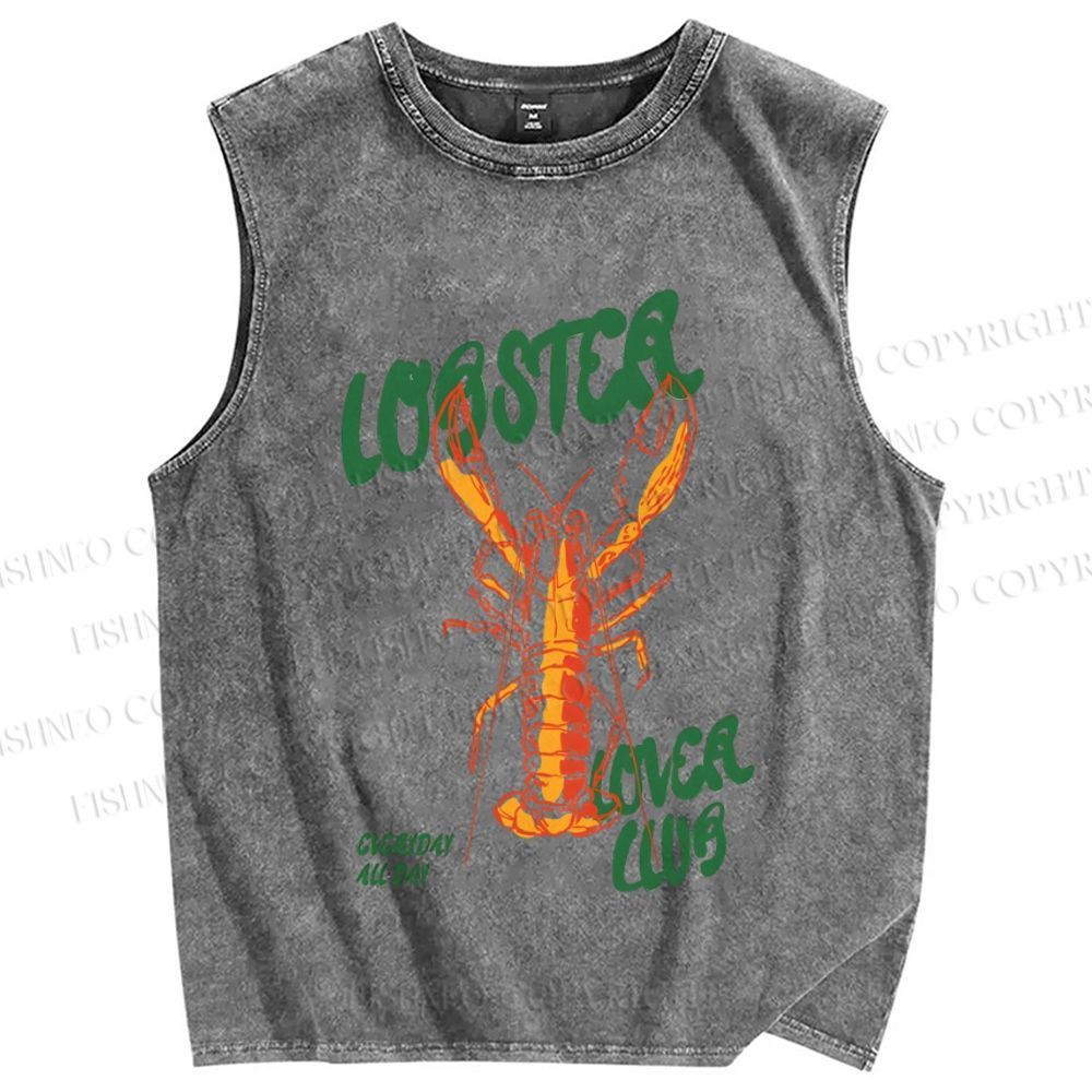 Unisex lobster Lover Club Printed Washed Tank Top