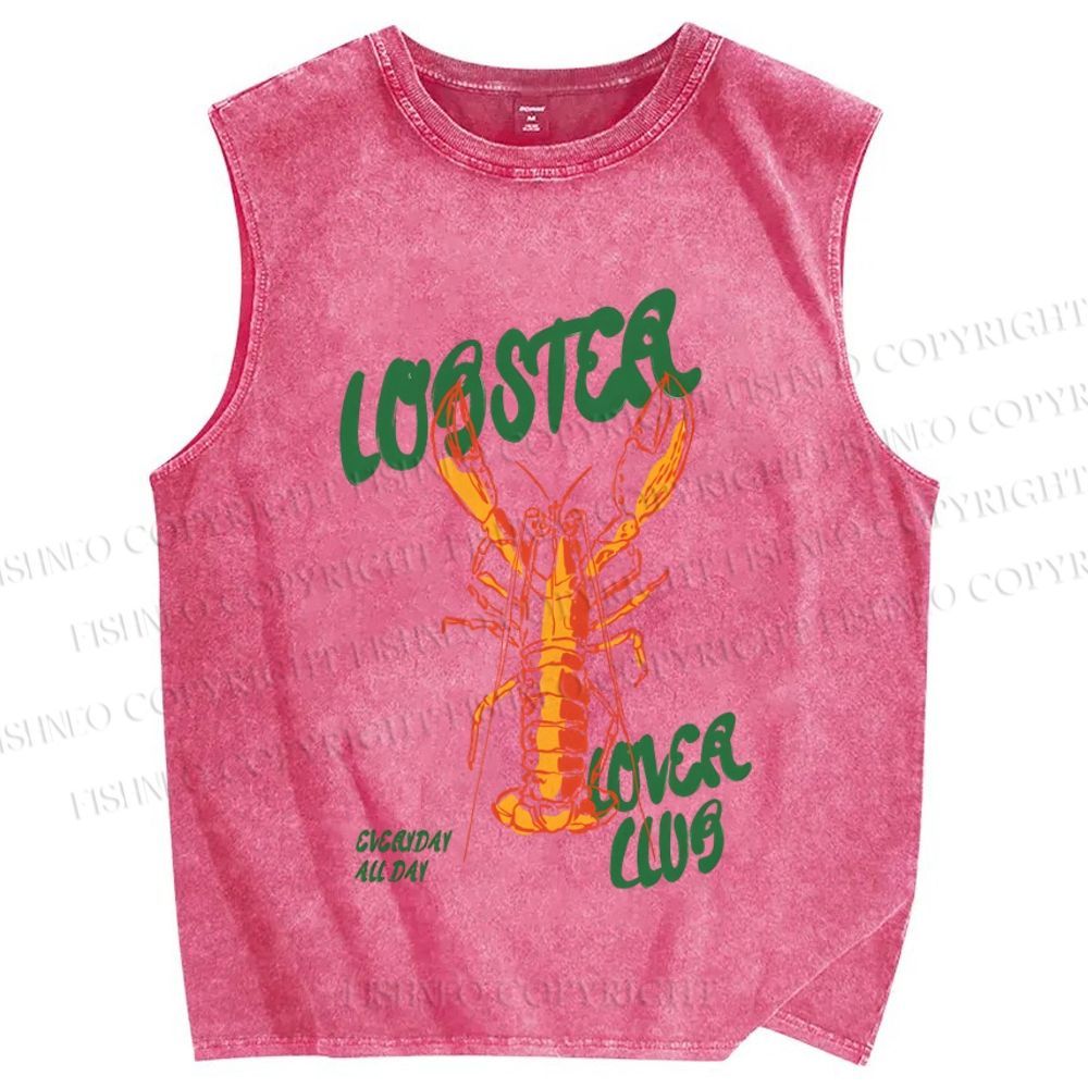 Unisex lobster Lover Club Printed Washed Tank Top