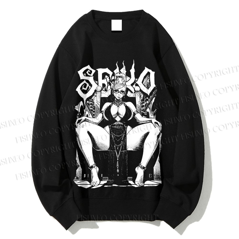 Unisex Vintage Anime Woman Printed Sweatshirt