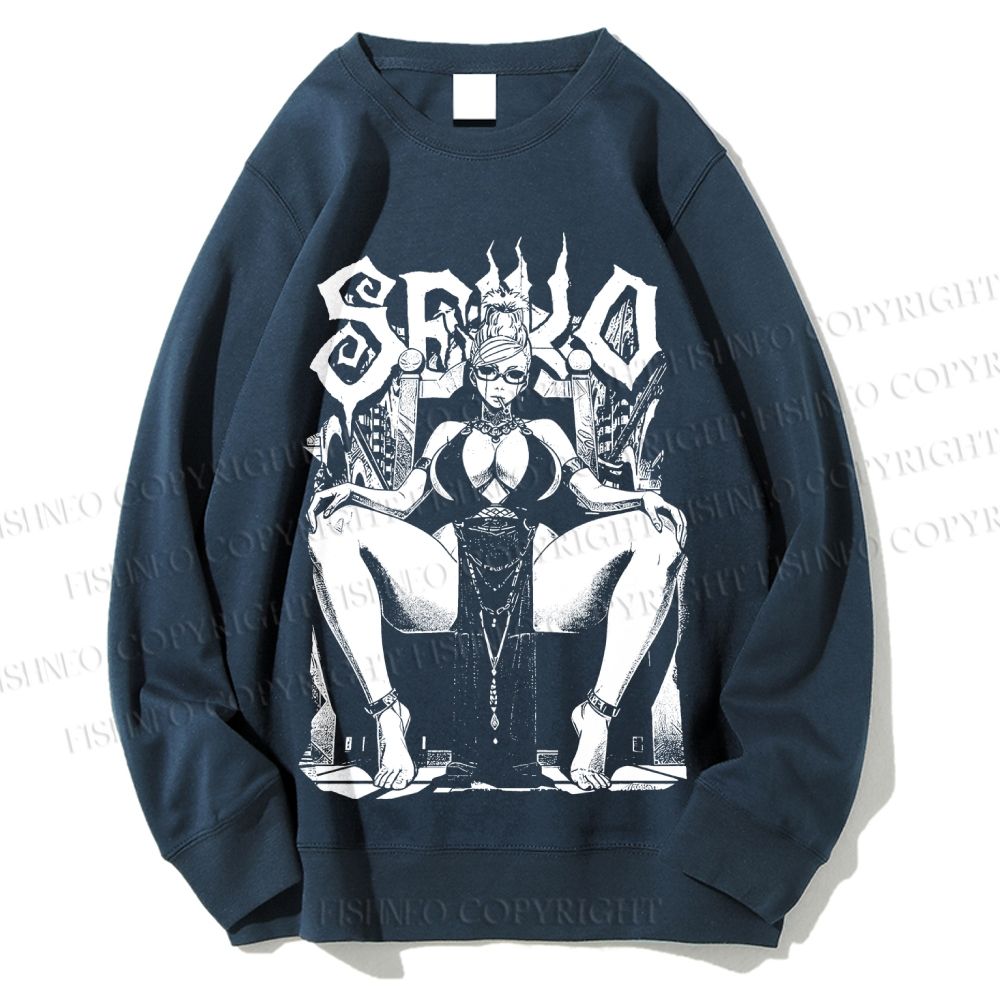 Unisex Vintage Anime Woman Printed Sweatshirt