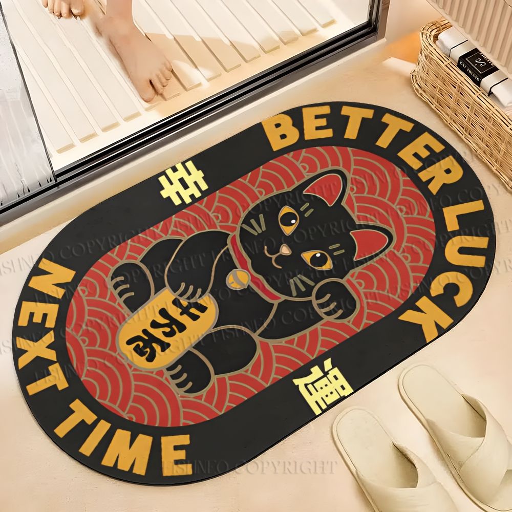Better Luck Cat Printed Bath Mat