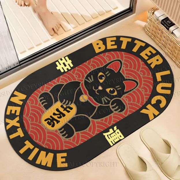 Better Luck Cat Printed Bath Mat